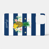 Coole Ananas-Blume, blau gestreift Case-Mate iPhone Hülle (Rückseite (Horizontal))