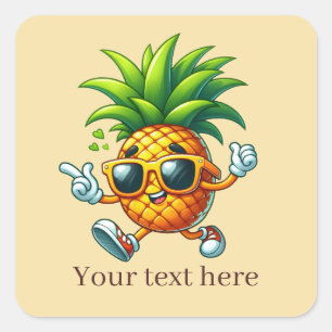 Coole Ananas fügt Text Summer hinzu Quadratischer Aufkleber