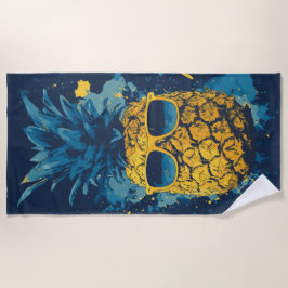 Coole Ananas mit Sonnenbrille Pop-Art-Illustration Strandtuch
