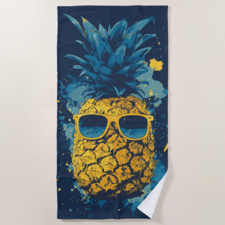 Coole Ananas mit Sonnenbrille Pop-Art-Illustration Strandtuch