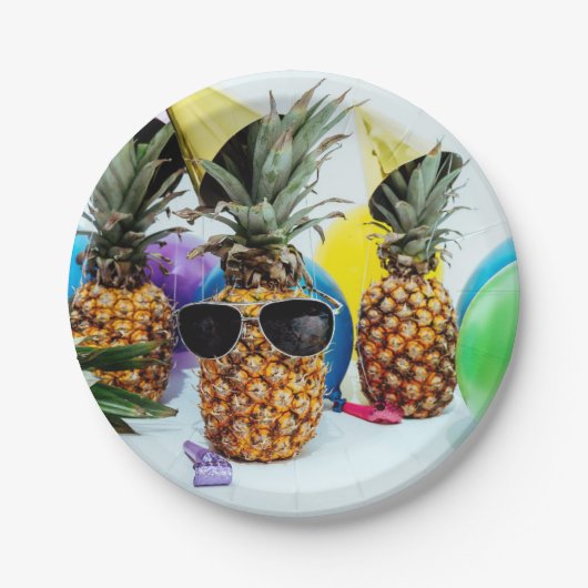 Coole Ananas mit Sonnenbrillen Pappteller (Vorderseite)