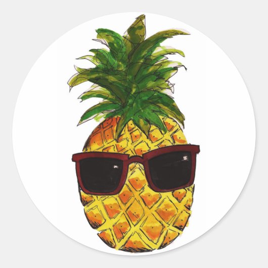 Coole Ananas Runder Aufkleber (Vorderseite)