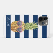 Coole Ananas, tropisch, blau gestreift Case-Mate iPhone Hülle (Rückseite (Horizontal))