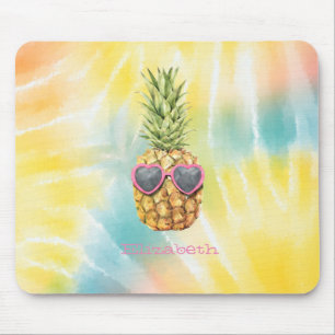 Coole Ananas, Wasserfarben-Regenbogen-Tie Dye Mousepad