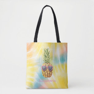 Coole Ananas, Wasserfarben-Regenbogen-Tie Dye Tasche