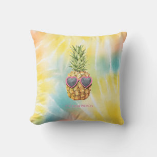Coole Ananas, Watercolor Regenbogen Tie Dye  Kissen