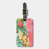 Coole Ananas Watermelon Hibiskus Palm Blätter Gepäckanhänger (Vorderseite vertikal)