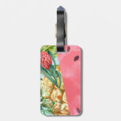 Coole Ananas Watermelon Hibiskus Palm Blätter Gepäckanhänger (Rückseite vertikal)