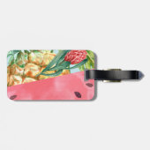 Coole Ananas Watermelon Hibiskus Palm Blätter Gepäckanhänger (Rückseite horizontal)