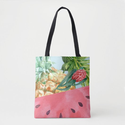 Coole Ananas Watermelon Hibiskus Palm Blätter Tasche (Vorderseite)