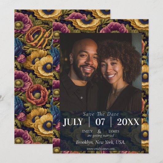 Coole Anemonen Seehochzeit Save the Date (Vorne/Hinten)