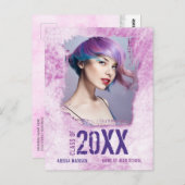 Coole Ankündigung von Grunge Foto Pink Grad Postkarte (Vorne/Hinten)