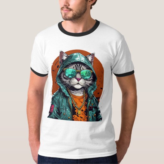 Coole anthropomorphe Katze T-Shirt (Vorderseite)