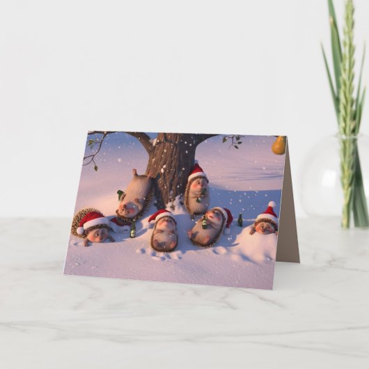 Coole anthropomorphe Weihnachtsigel Karte (Vorderseite)