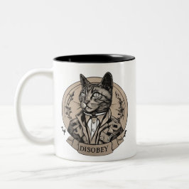 Coole Anti-Establishment Katzenporträt Zweifarbige Tasse