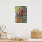 Coole antike amerikanische Ureinwohner-Cliparts-Fa Poster (Küche)