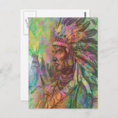 Coole antike amerikanische Ureinwohner-Cliparts-Fa Postkarte (Vorne/Hinten)