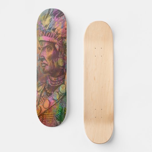 Coole antike amerikanische Ureinwohner-Cliparts-Fa Skateboard (Vorderseite)