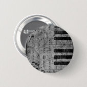 Coole antike Grunge-Effekt-Piano-Musiknoten Button (Vorne & Hinten)