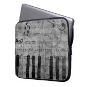 Coole antike Grunge-Effekt-Piano-Musiknoten Laptopschutzhülle (Vorderseite Links)