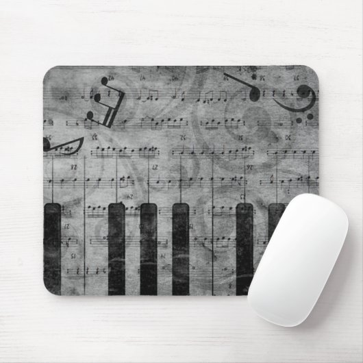 Coole antike Grunge-Effekt-Piano-Musiknoten Mousepad (Mit Mouse)