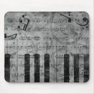 Coole antike Grunge-Effekt-Piano-Musiknoten Mousepad