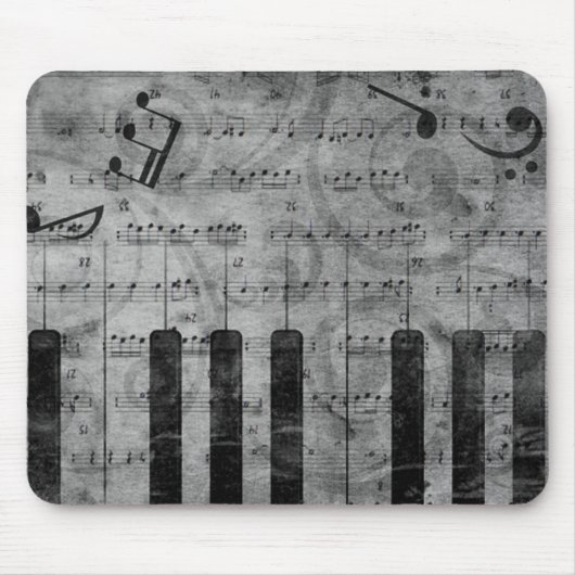 Coole antike Grunge-Effekt-Piano-Musiknoten Mousepad (Vorne)