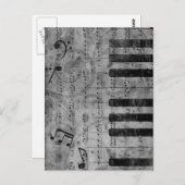 Coole antike Grunge-Effekt-Piano-Musiknoten Postkarte (Vorne/Hinten)