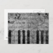 Coole antike Grunge-Effekt-Piano-Musiknoten Postkarte (Vorne/Hinten)