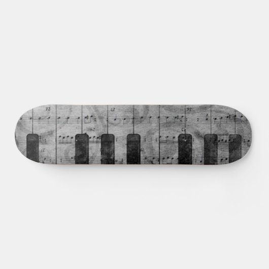 Coole antike Grunge-Effekt-Piano-Musiknoten Skateboard (Horizontal)