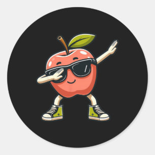 Coole Apfelkunst für Männer Kinder Apfelsaft Runder Aufkleber