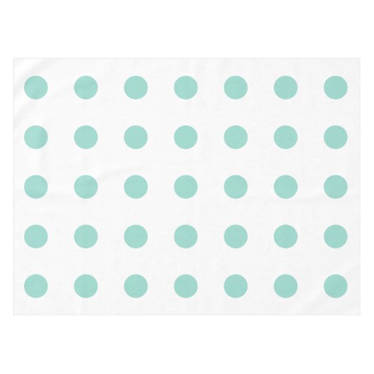Coole Aqua-Polka-Punkte auf Weiß Tischdecke (Vorderseite (Horizontal))