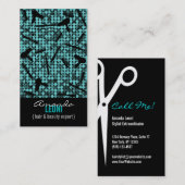 Coole Aquamarine Glam Hair Salon Vertical Business Visitenkarte (Vorne/Hinten)