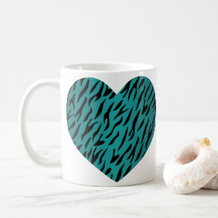 Coole Aquamarine Herzform Tiger Streifen Tierfarbe Kaffeetasse