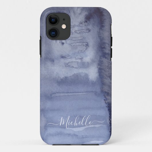 Coole Aquarellfarbe Abstrakt Blue Tinte Case-Mate iPhone Hülle (Rückseite)
