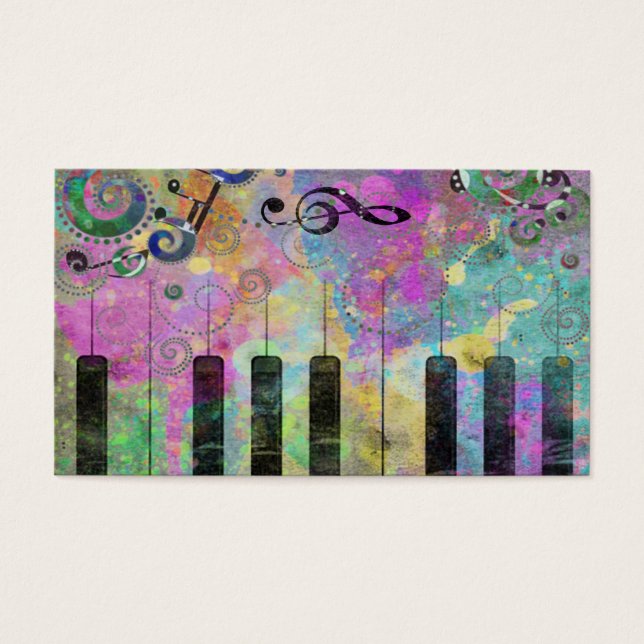 Coole Aquarellfarben Spritzer Farbiges Klavier (Vorderseite)