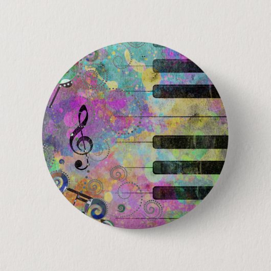 Coole Aquarellfarben Spritzer Farbiges Klavier Button (Vorderseite)