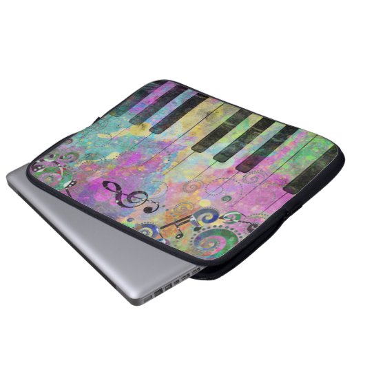 Coole Aquarellfarben Spritzer Farbiges Klavier Laptopschutzhülle (Vorne Knopf)