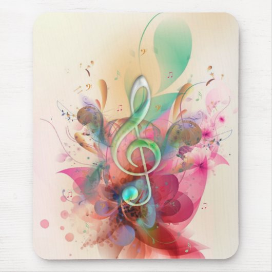 Coole Aquarelltöne Musiknoten Wirbel Mousepad (Vorne)
