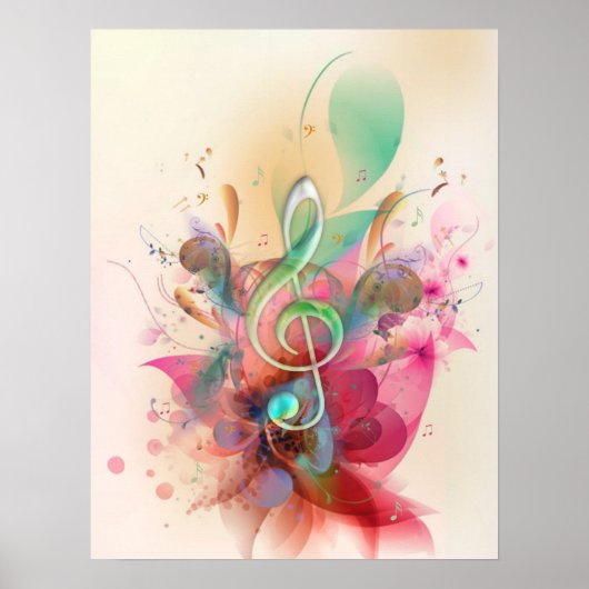 Coole Aquarelltöne Musiknoten Wirbel Poster (Vorne)