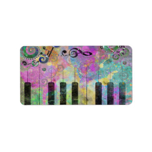 Coole Aquarelltöne Spritzer farbiges Klavier Adressaufkleber