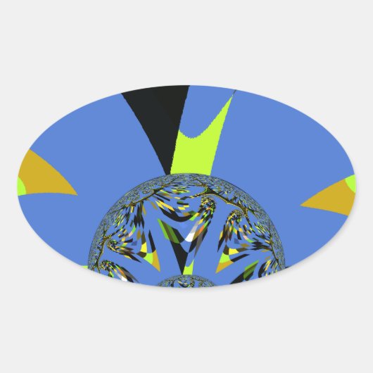 Coole Arches mit Fraktal Spheres Art Design Ovaler Aufkleber (Vorderseite)