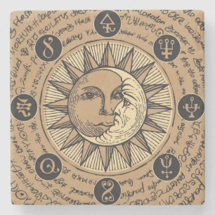 Coole Astrologie Muster mit Sonne und Mond Steinuntersetzer