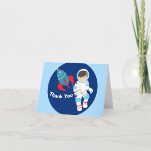 Coole Astronaut Raketenschiff Kinder Dankeskarten Dankeskarte