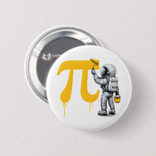 Coole Astronautenmalerei Pi-Symbol Pi-Tag Button