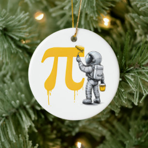 Coole Astronautenmalerei Pi-Symbol Pi-Tag Keramik Ornament