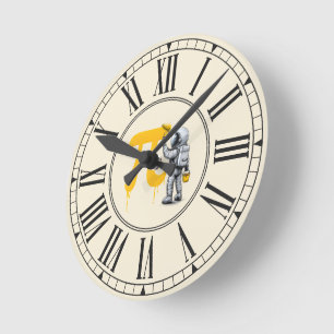 Coole Astronautenmalerei Pi-Symbol Pi-Tag Runde Wanduhr