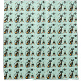 Coole Atomrinne Katzenraumschiff Saturn Sterne Duschvorhang (Vorderseite)