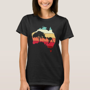 Coole Australien Karte Känguru Regenbogen Australi T-Shirt