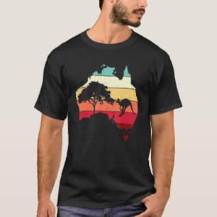 Coole Australien Karte Känguru Regenbogen Australi T-Shirt